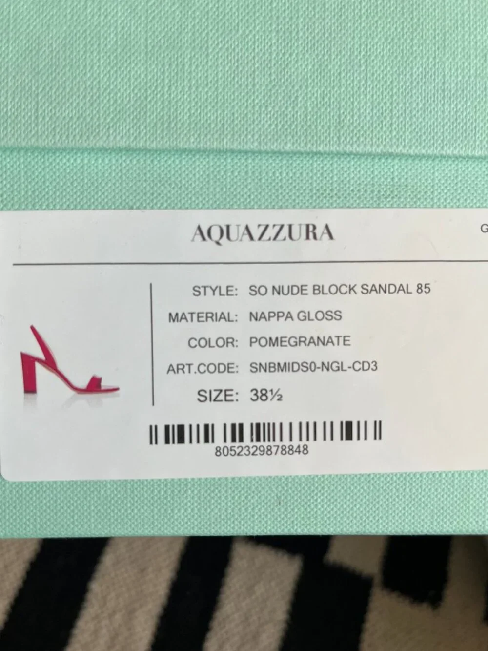 Aquazzura  So Nude 85mm Block Sandal 38.5/8.5 NIB